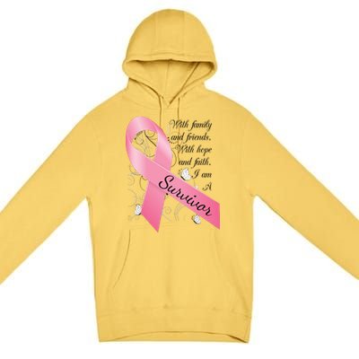 Breast Cancer Survivor Family Friends Hope Faith Premium Pullover Hoodie