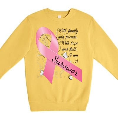 Breast Cancer Survivor Family Friends Hope Faith Premium Crewneck Sweatshirt