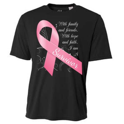 Breast Cancer Survivor Family Friends Hope Faith Cooling Performance Crew T-Shirt