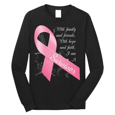 Breast Cancer Survivor Family Friends Hope Faith Long Sleeve Shirt