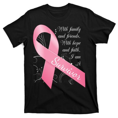 Breast Cancer Survivor Family Friends Hope Faith T-Shirt