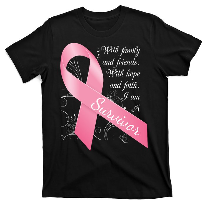 Breast Cancer Survivor Family Friends Hope Faith T-Shirt