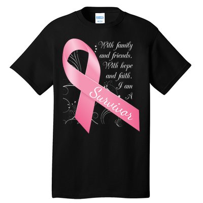 Breast Cancer Survivor Family Friends Hope Faith Tall T-Shirt