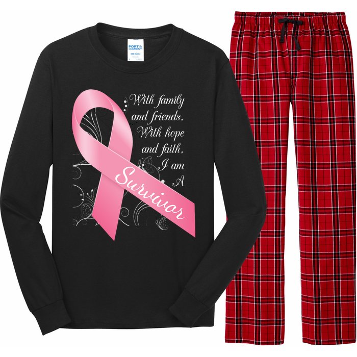 Breast Cancer Survivor Family Friends Hope Faith Long Sleeve Pajama Set