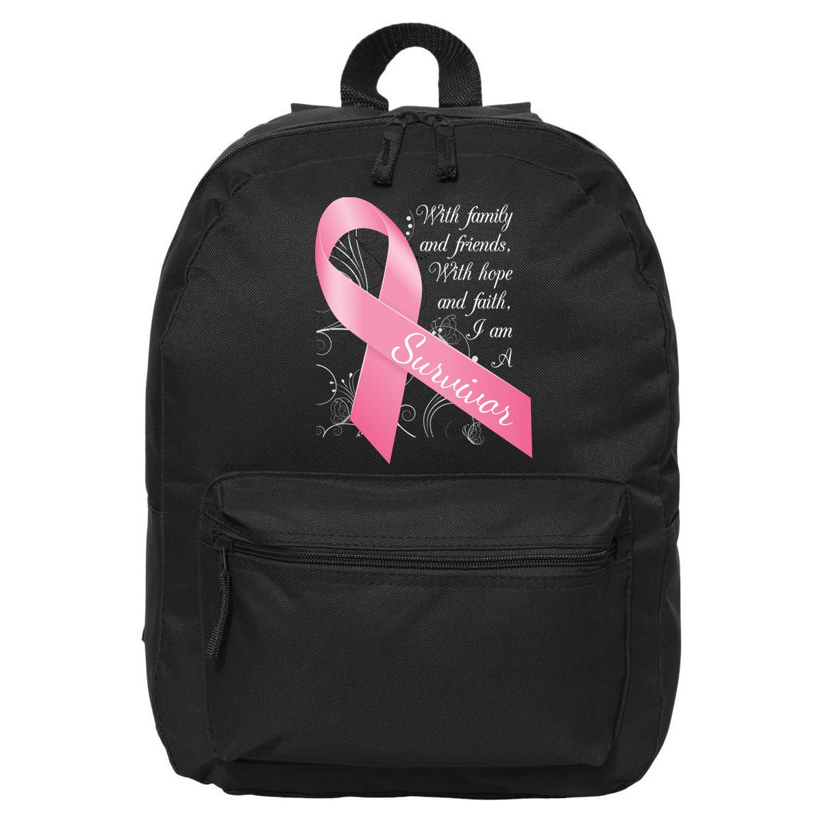 Breast Cancer Survivor Family Friends Hope Faith 16 in Basic Backpack