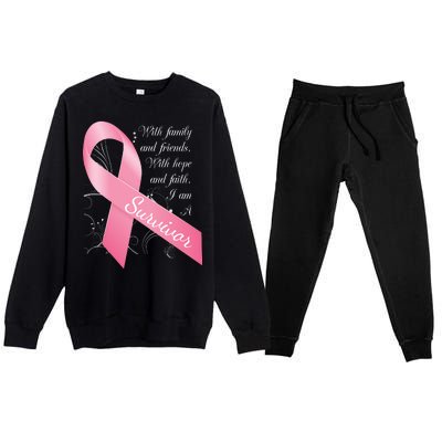 Breast Cancer Survivor Family Friends Hope Faith Premium Crewneck Sweatsuit Set