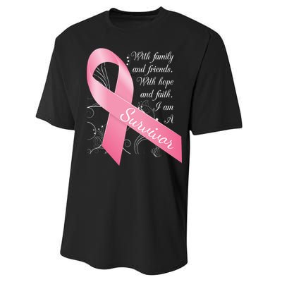 Breast Cancer Survivor Family Friends Hope Faith Performance Sprint T-Shirt