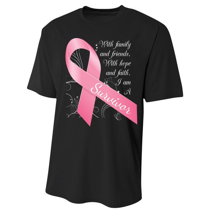 Breast Cancer Survivor Family Friends Hope Faith Performance Sprint T-Shirt