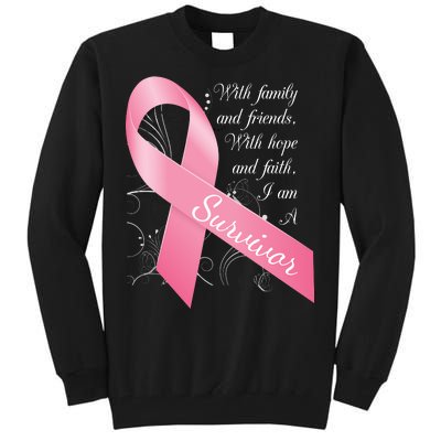 Breast Cancer Survivor Family Friends Hope Faith Tall Sweatshirt