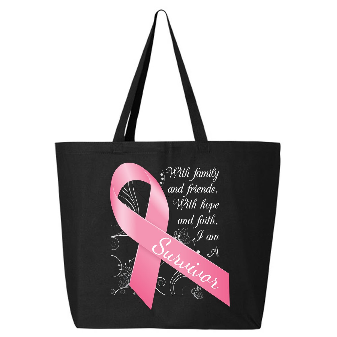 Breast Cancer Survivor Family Friends Hope Faith 25L Jumbo Tote