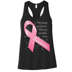 Breast Cancer Survivor Family Friends Hope Faith Women's Racerback Tank