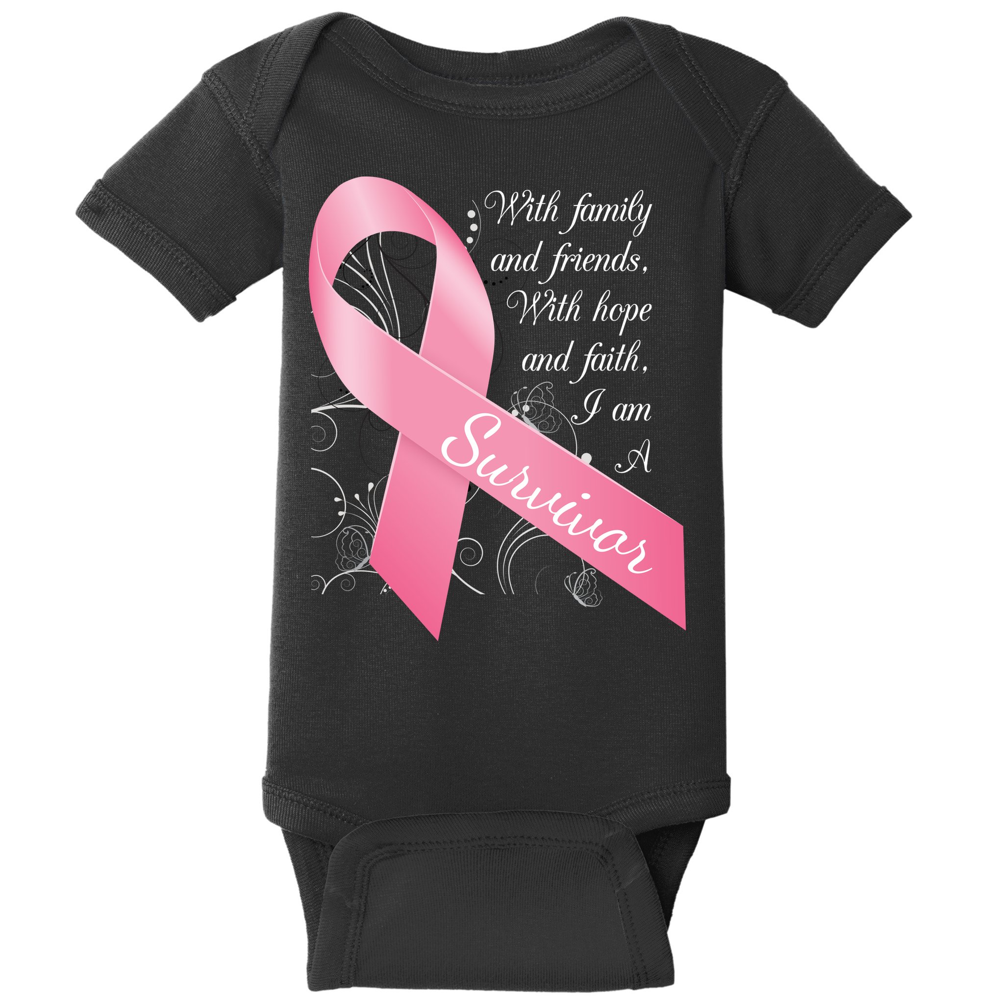 Breast Cancer Survivor Family Friends Hope Faith Baby Bodysuit