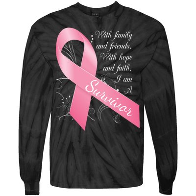 Breast Cancer Survivor Family Friends Hope Faith Tie-Dye Long Sleeve Shirt