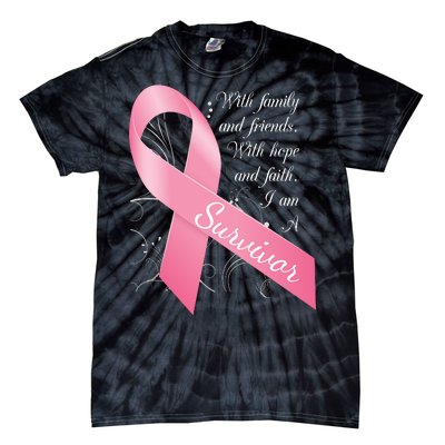 Breast Cancer Survivor Family Friends Hope Faith Tie-Dye T-Shirt