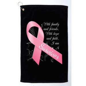 Breast Cancer Survivor Family Friends Hope Faith Platinum Collection Golf Towel