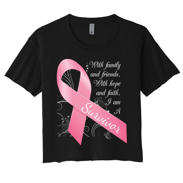 Breast Cancer Survivor Family Friends Hope Faith Crop Top
