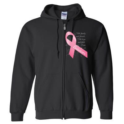 Breast Cancer Survivor Family Friends Hope Faith Full Zip Hoodie