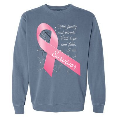 Breast Cancer Survivor Family Friends Hope Faith Garment-Dyed Sweatshirt