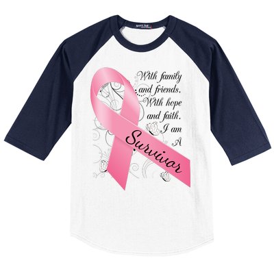 Breast Cancer Survivor Family Friends Hope Faith Baseball Sleeve Shirt