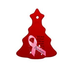 Breast Cancer Survivor Family Friends Hope Faith Ceramic Tree Ornament