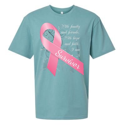 Breast Cancer Survivor Family Friends Hope Faith Sueded Cloud Jersey T-Shirt