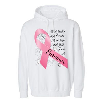 Breast Cancer Survivor Family Friends Hope Faith Garment-Dyed Fleece Hoodie