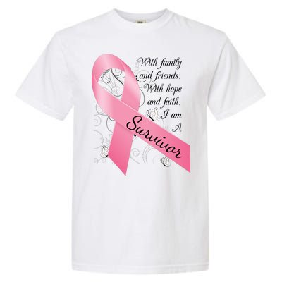 Breast Cancer Survivor Family Friends Hope Faith Garment-Dyed Heavyweight T-Shirt