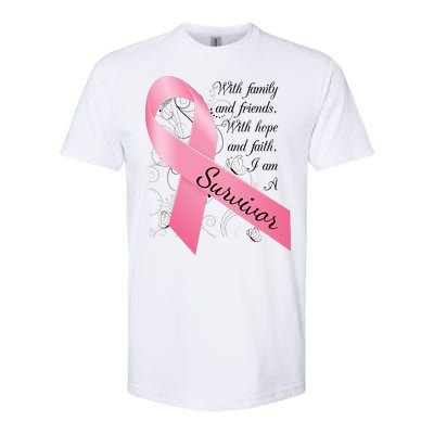 Breast Cancer Survivor Family Friends Hope Faith Softstyle CVC T-Shirt