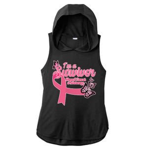 Breast Cancer Survivor Fighter Warrior Butterflies Ladies PosiCharge Tri-Blend Wicking Draft Hoodie Tank