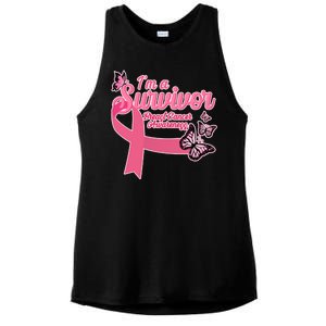 Breast Cancer Survivor Fighter Warrior Butterflies Ladies PosiCharge Tri-Blend Wicking Tank