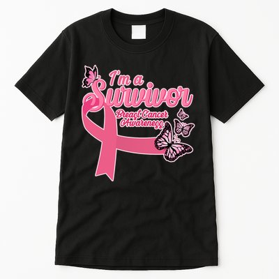 Breast Cancer Survivor Fighter Warrior Butterflies Tall T-Shirt
