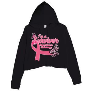 Breast Cancer Survivor Fighter Warrior Butterflies Crop Fleece Hoodie