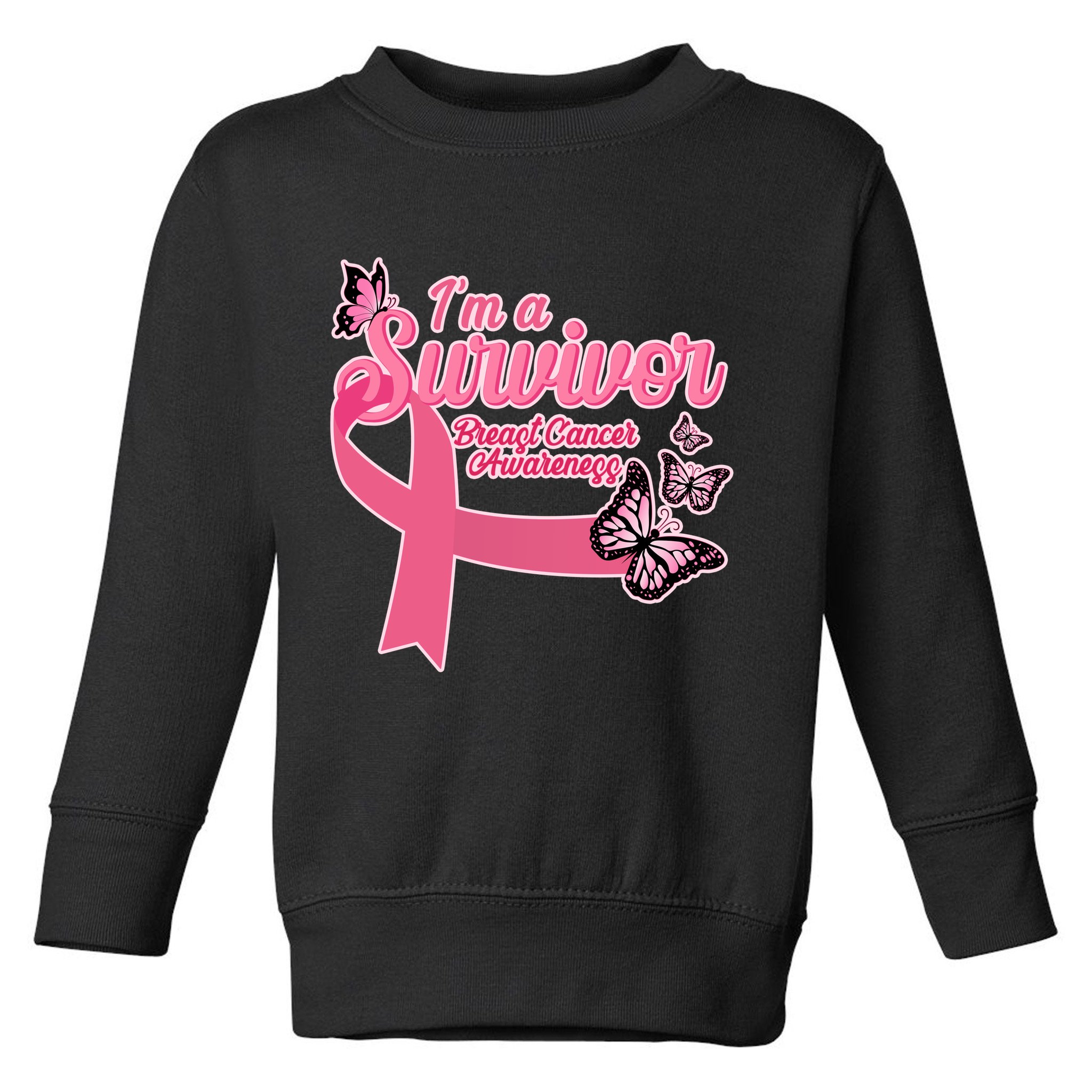 Breast Cancer Survivor Fighter Warrior Butterflies Toddler Sweatshirt