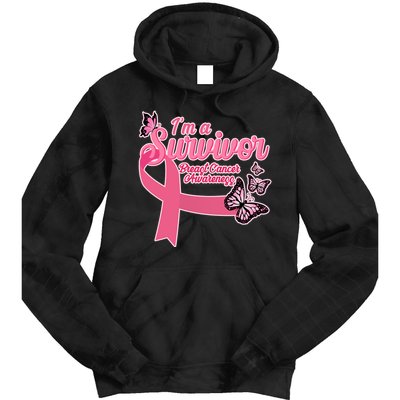 Breast Cancer Survivor Fighter Warrior Butterflies Tie Dye Hoodie