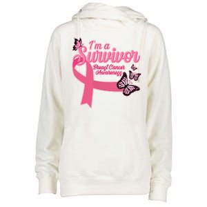 Breast Cancer Survivor Fighter Warrior Butterflies Womens Funnel Neck Pullover Hood