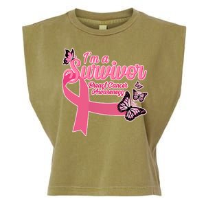 Breast Cancer Survivor Fighter Warrior Butterflies Garment-Dyed Women's Muscle Tee