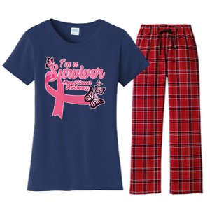 Breast Cancer Survivor Fighter Warrior Butterflies Women's Flannel Pajama Set