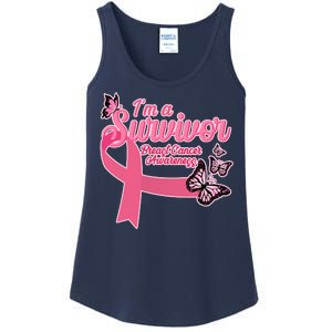 Breast Cancer Survivor Fighter Warrior Butterflies Ladies Essential Tank