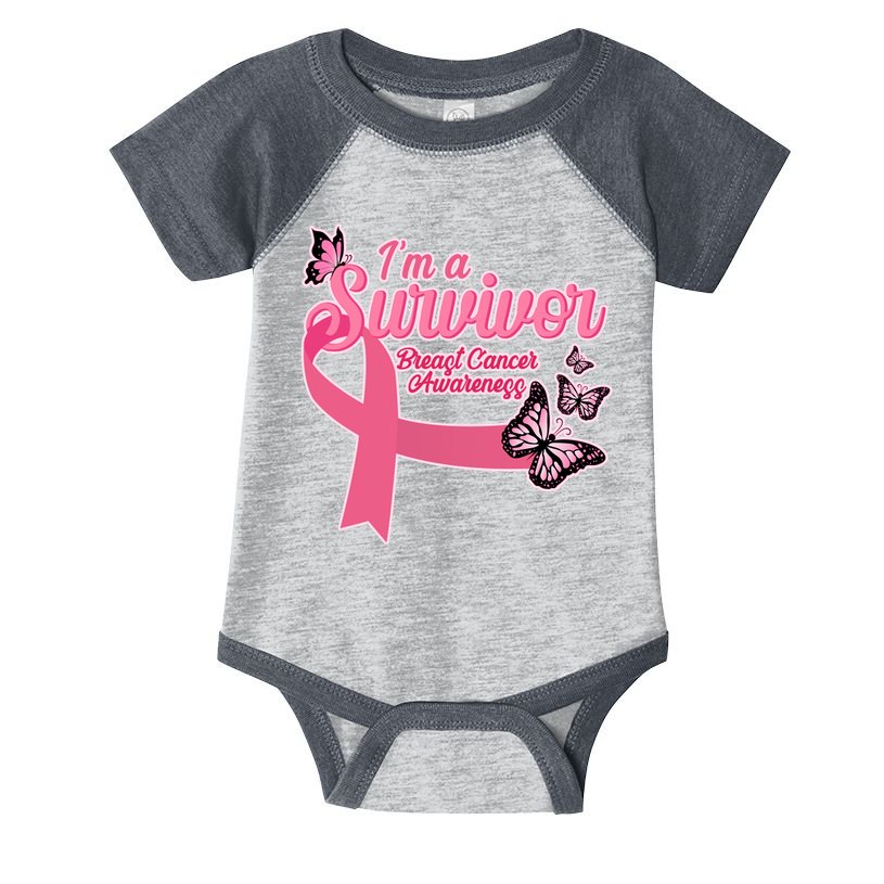 Breast Cancer Survivor Fighter Warrior Butterflies Infant Baby Jersey Bodysuit