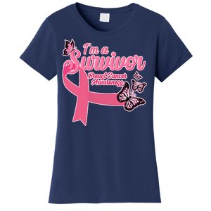 Breast Cancer Survivor Fighter Warrior Butterflies Women's T-Shirt