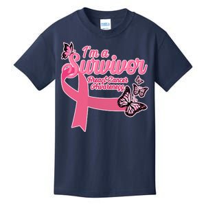 Breast Cancer Survivor Fighter Warrior Butterflies Kids T-Shirt