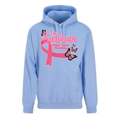 Breast Cancer Survivor Fighter Warrior Butterflies Unisex Surf Hoodie