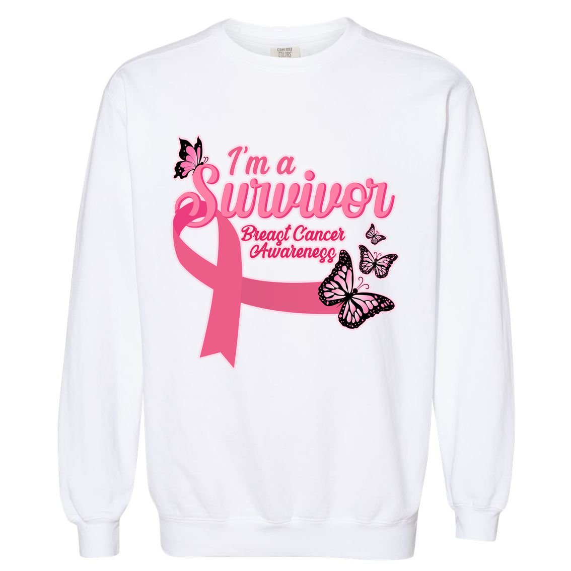 Breast Cancer Survivor Fighter Warrior Butterflies Garment-Dyed Sweatshirt