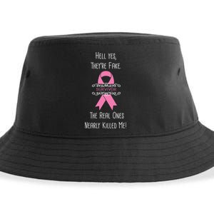 Breast Cancer Survivor Hell Yes They're Fake Sustainable Bucket Hat