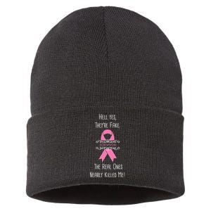 Breast Cancer Survivor Hell Yes They're Fake Sustainable Knit Beanie