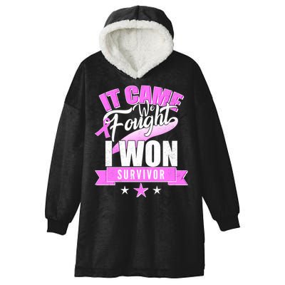 Breast Cancer Survivor It Came We Fought I Won Hooded Wearable Blanket