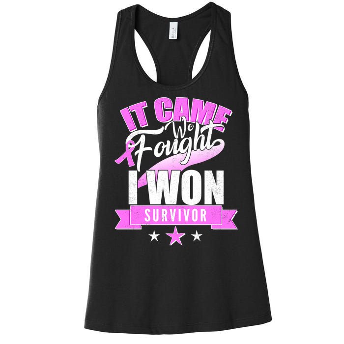 Breast Cancer Survivor It Came We Fought I Won Women's Racerback Tank