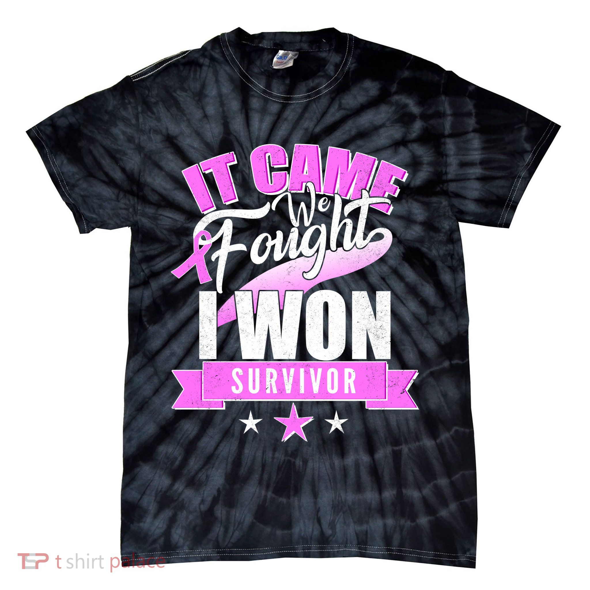 Breast Cancer Survivor It Came We Fought I Won Tie-Dye T-Shirt