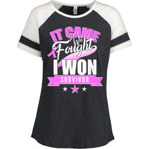 Breast Cancer Survivor It Came We Fought I Won Enza Ladies Jersey Colorblock Tee