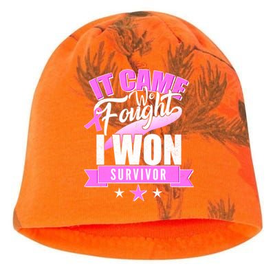 Breast Cancer Survivor It Came We Fought I Won Kati - Camo Knit Beanie